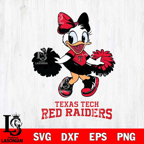 Texas Tech Red Raiders Daisy Duck Cheerleader Disney, Svg Eps Dxf Png File, Digital Download