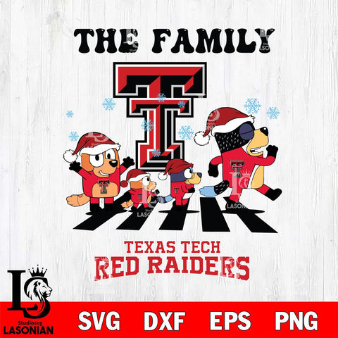 Texas Tech Red Raiders Family Bluey Christmas Svg Eps Dxf Png File, Digital Download