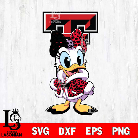 Texas Tech Red Raiders Fancy Daisy Duck Disney Svg Eps Dxf Png File, Digital Download, Instant Download