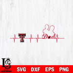 Texas Tech Red Raiders Father Heart Beat Svg Eps Dxf Png File, Digital Download, Instant Download