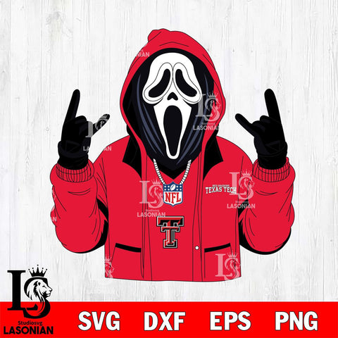 Texas Tech Red Raiders Ghostface Scream Football Halloween Svg Eps Dxf Png File, NCAA svg, Digital Download, Instant Download