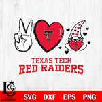 Texas Tech Red Raiders Gnomes Peace & Love Svg Eps Dxf Png File, Digital Download, Instant Download