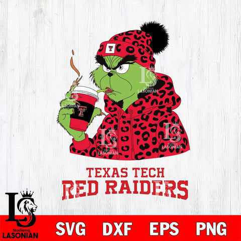 Texas Tech Red Raiders Grinch Leopard Christmas Cut Files Cricut, Svg Dxf Eps Png file, Digital download , Silhouette