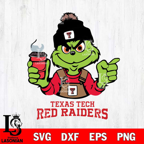 Texas Tech Red Raiders Grinch with coffee Svg Eps Dxf Png File, Digital Download, Instant Download