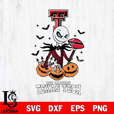 Texas Tech Red Raiders Jack Skellington 2 halloween Svg Eps Dxf Png File, NCAA svg, Digital Download, Instant Download