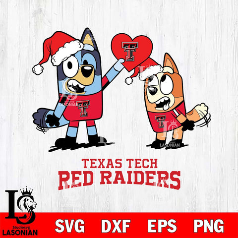 Texas Tech Red Raiders Love Bluey Christmas Svg Eps Dxf Png File, Digital Download