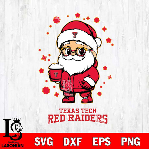 Texas Tech Red Raiders Santa Claus Coffe Svg dxf eps png pdf file,NCAA svg,Digital Download,Cricut file