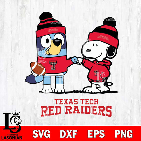 Texas Tech Red Raiders Snoopy & Bluey Football Svg Eps Dxf Png File,NCAA Svg Files,Chill Guy svg ,Digital Download ,Instant Download, Cricut File