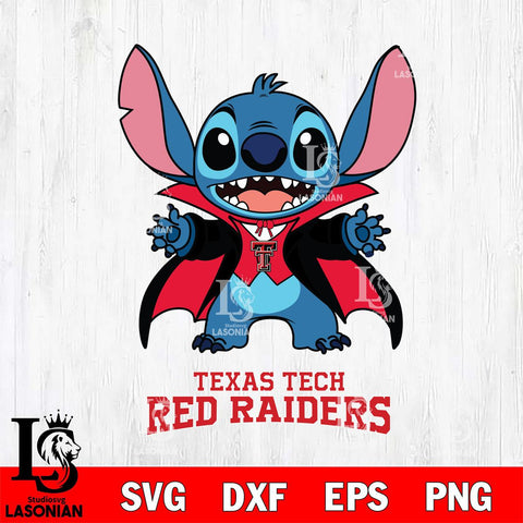 Texas Tech Red Raiders Stitch Vampire halloween Svg Eps Dxf Png File, NCAA svg, Digital Download, Instant Download