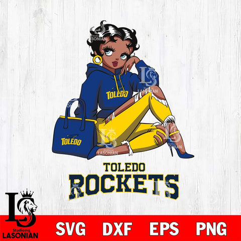 Toledo Rockets Awesome Black Fan Girl Betty Boop, Svg Eps Dxf Png File, Digital Download