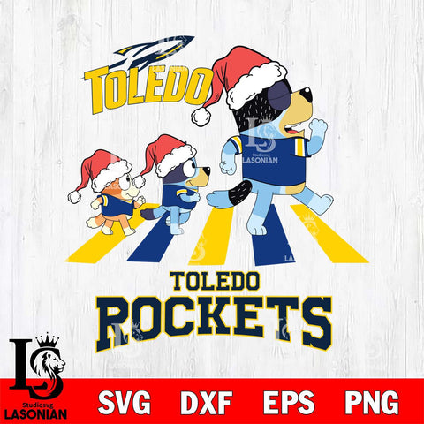 Toledo Rockets Christmas Family Bluey Walking Cut Files,Bluey Cricut,Christmas Svg , Bluey svg , Digital Download, dxf eps png pdf file