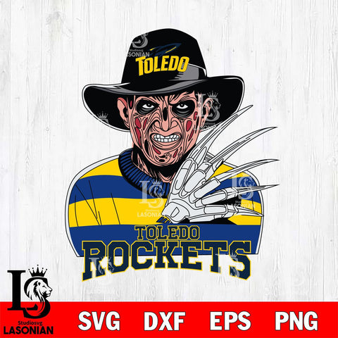 Toledo Rockets Freddy Krueger Horror Halloween Svg Eps Dxf Png File, NCAA svg, Digital Download, Instant Download