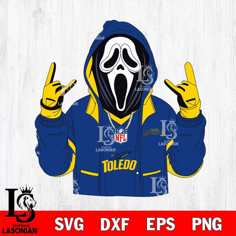 Toledo Rockets Ghostface Scream Football Halloween Svg Eps Dxf Png File, NCAA svg, Digital Download, Instant Download