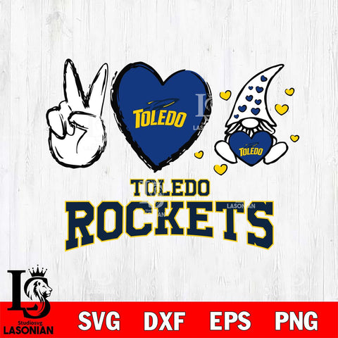 Toledo Rockets Gnomes Peace & Love Svg Eps Dxf Png File, Digital Download, Instant Download