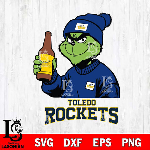 Toledo Rockets Grinch Drinking Beer Christmas Cut Files Cricut, Svg Dxf Eps Png file, Digital download , Silhouette