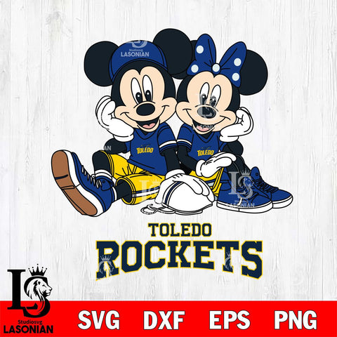 Toledo Rockets Mickey Minnie Mouse Football Sit Svg Eps Dxf Png File, NCAA svg , File Cut , Digital Download , Instant Download, Cut Svg Files