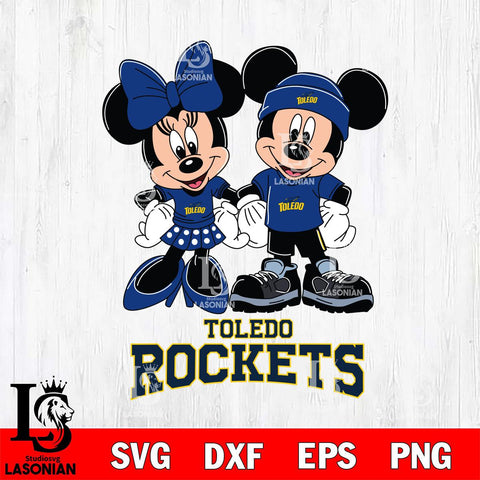 Toledo Rockets Mickey Minnie Rugby ball Svg Eps Dxf Png File, NCAA svg , File Cut , Digital Download , Instant Download, Cut Svg Files