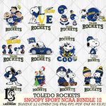 Toledo Rockets  Snoopy NCAA Bundle 12 SVG Svg Eps Dxf Png File, Digital Download