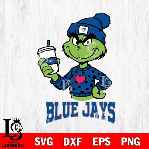 Toronto Blue Jays Boujee Grinch Heart Christmas Cut Files Cricut, Svg Dxf Eps Png file , Silhouette