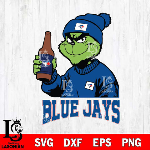 Toronto Blue Jays Grinch Drinking Beer Christmas Cut Files Cricut, Svg Dxf Eps Png file , Silhouette