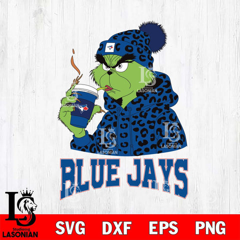 Toronto Blue Jays Grinch Leopard Christmas Cut Files Cricut, Svg Dxf Eps Png file , Silhouette