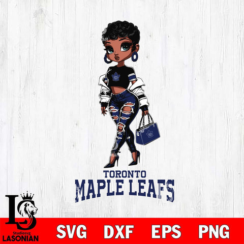 Toronto Maple Leafs Beautiful Black Fan Girl, Svg Eps Dxf Png File, Digital Download