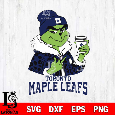 Toronto Maple Leafs Boujee Grinch Leopard Christmas Cut Files, Cricut,Christmas Svg Dxf Eps Png file , Digital Download