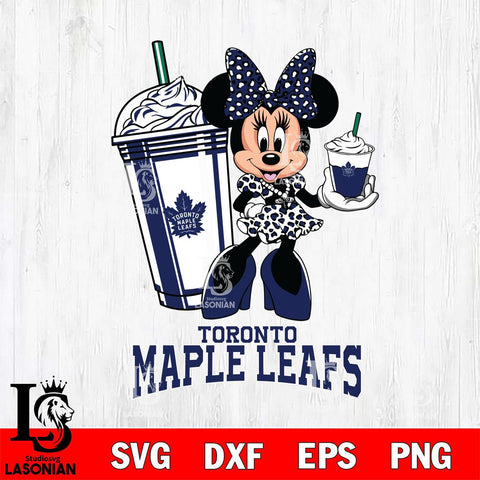 Toronto Maple Leafs Minnie Mouse Fan And Coffee Svg Eps Dxf Png File, Digital Download, Instant Download