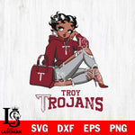 Troy Trojans Awesome Black Fan Girl Betty Boop, Svg Eps Dxf Png File, Digital Download