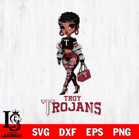 Troy Trojans Beautiful Black Fan Girl, Svg Eps Dxf Png File, Digital Download