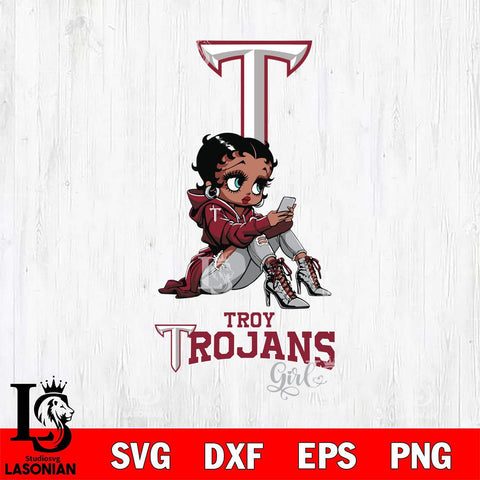 Troy Trojans Beauty Black Fan Girl Football, Svg Eps Dxf Png File, Digital Download