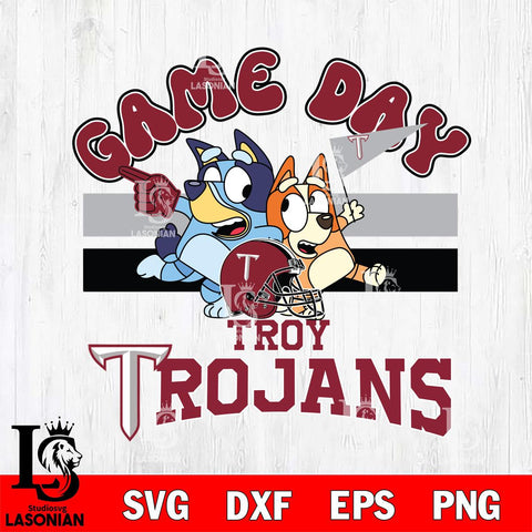 Troy Trojans Bluey & Bingo 9 Svg Eps Dxf Png File, NCAA svg, Digital Download, Instant Download