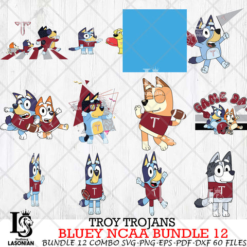 Troy Trojans Bluey NCAA Bundle 12 Svg Eps Dxf Png File, Digital Download, Instant Download