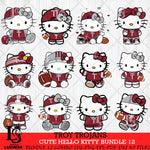 Troy Trojans Cute Hello Kitty Bundle 12 SVG Eps Dxf Png File, NCAA Bundle svg, Digital Download, Instant Download