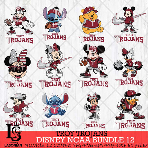 Troy Trojans Disney NCAA Bundle Svg PNG 12 Svg Eps Dxf Png File, Digital Download