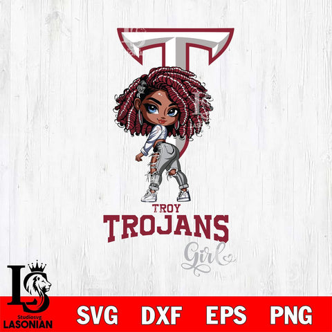 Troy Trojans Fan Girl Svg Eps Dxf Png File, Digital Download, Instant Download