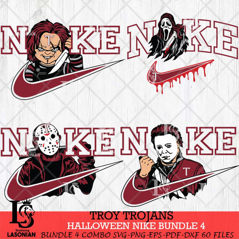 Troy Trojans Halloween Nike NCAA Bundle 4 Svg Eps Dxf Png File, Digital Download, Instant Download