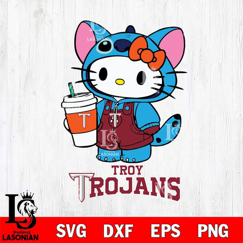 Troy Trojans Hello Kitty Stitch Svg Eps Dxf Png File, NCAA svg, Digital Download, Instant Download