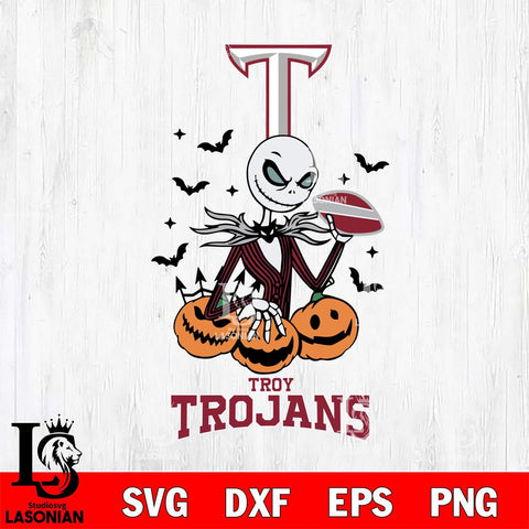 Troy Trojans Jack Skellington 2 halloween Svg Eps Dxf Png File, NCAA svg, Digital Download, Instant Download