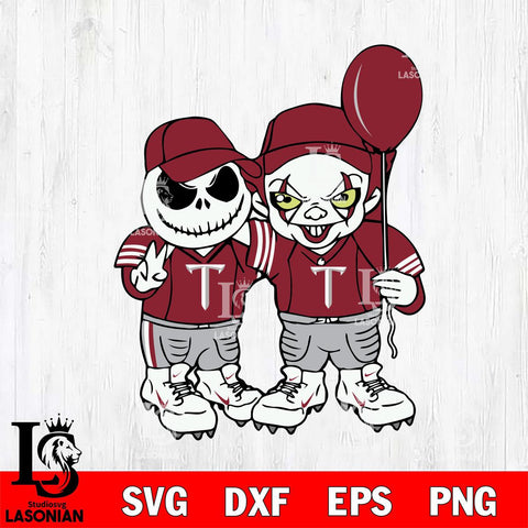 Troy Trojans Jack Skellington And Pennywise Football Svg Eps Dxf Png File, NCAA svg, Digital Download, Instant Download