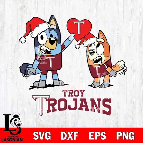 Troy Trojans Love Bluey Christmas Svg Eps Dxf Png File, Digital Download