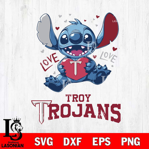 Troy Trojans Love Stitch, Svg Eps Dxf Png File, Digital Download