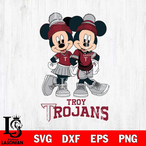 Troy Trojans Mickey And Minnie Mouse Football Svg Eps Dxf Png File, NCAA svg , File Cut , Digital Download , Instant Download, Cut Svg Files