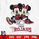 Troy Trojans Mickey Minnie Mouse Football Sit Svg Eps Dxf Png File, NCAA svg , File Cut , Digital Download , Instant Download, Cut Svg Files