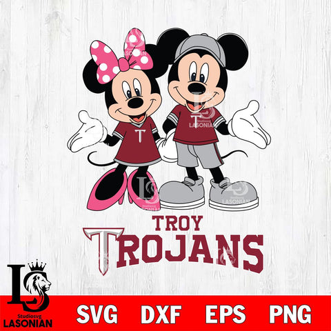 Troy Trojans Mickey Minnie Mouse Sport Svg Eps Dxf Png File, NCAA svg , File Cut , Digital Download , Instant Download, Cut Svg Files