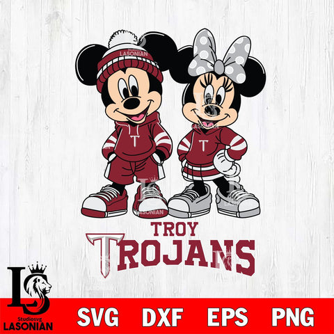 Troy Trojans Mickey Minnie Rugby Hoodie Svg Eps Dxf Png File, NCAA svg , File Cut , Digital Download , Instant Download, Cut Svg Files