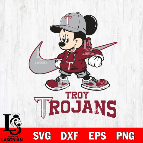 Troy Trojans Mickey Mouse NIKE, Svg Eps Dxf Png File, Digital Download