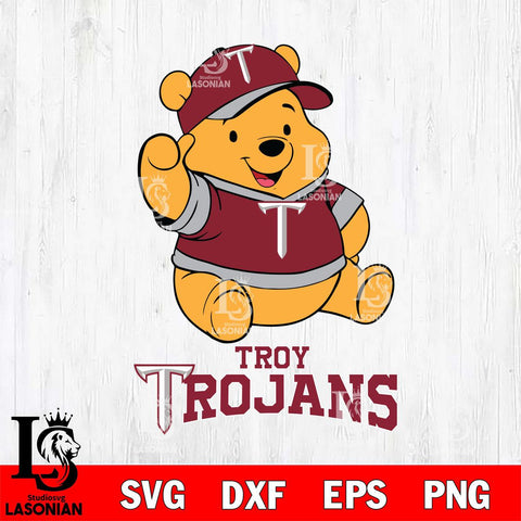 Troy Trojans Pooh Bear Disney, Svg Eps Dxf Png File, Digital Download