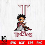 Troy Trojans Style Black Fan Girl Betty Boop, Svg Eps Dxf Png File, Digital Download