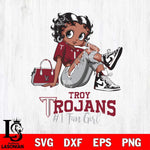 Troy Trojans #1 Black Fan Girl Betty Boop, Svg Eps Dxf Png File, Digital Download